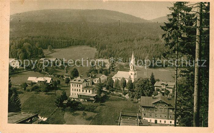 Johannisbad Riesengebirge Teilansicht mit ev Kirche