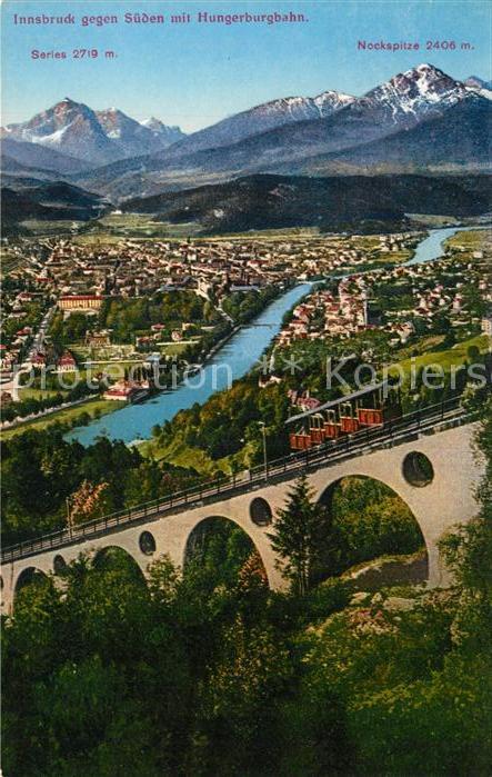 Innsbruck Panorama mit Hungerburgbahn und Nockspitze