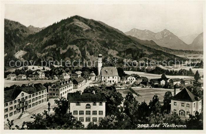 Bad Heilbrunn Gesamtansicht mit Alpenpanorama Kuenstlerkarte