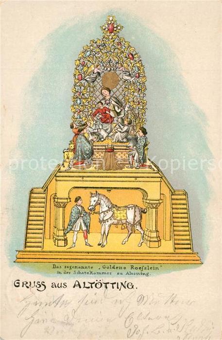 Altoetting Das sogenannte Goldene Roesslein in der Schatzkammer Kuenstlerkarte
