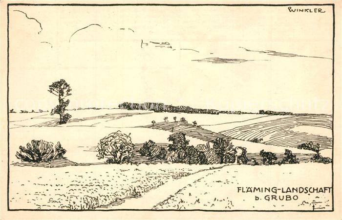 Grubo Flaeming Landschaft Serie Deutsche Heimatkarten Mark Brandenburg Zeichnung