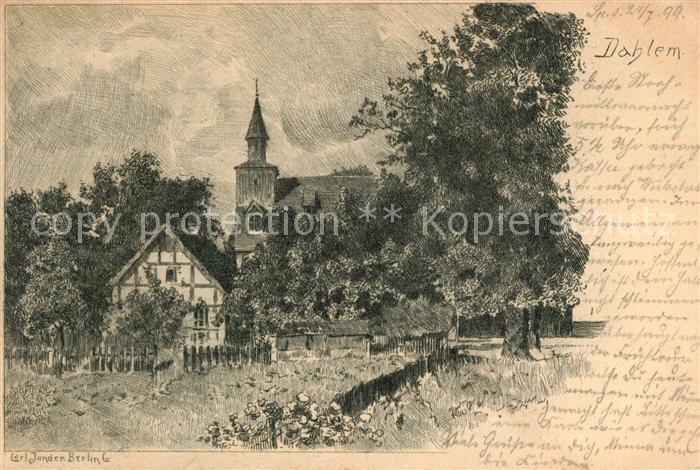 Dahlem Berlin Ortsmotiv mit Kirche Kuenstlerkarte Deutsche Reichspost