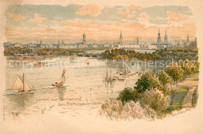 HAMBURG  CITY Panorama Verein zur Foerderung des Fremdenverkehrs Litho