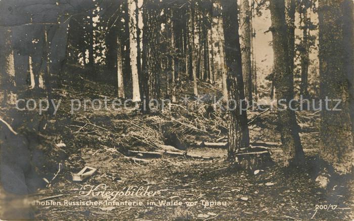 Tapiau Ostpreussen Kriegsbilder Erdhoehlen Russischer Infanterie im Wald