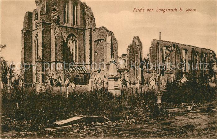 Langemark Zerstoerte Kirche Truemmer 1. Weltkrieg