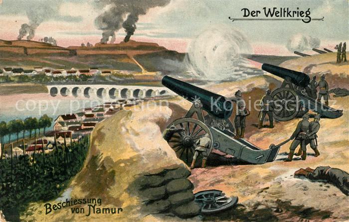 Namur Wallonie Beschiessung der Stadt Serie Der Weltkrieg Kuenstlerkarte