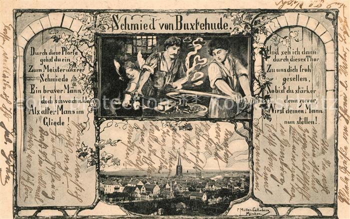 Buxtehude Schmied von Buxtehude Poesie Stadtpanorama
