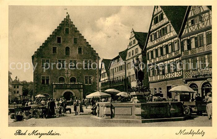 Bad Mergentheim Marktplatz Brunnen Fachwerkhaeuser NZ4