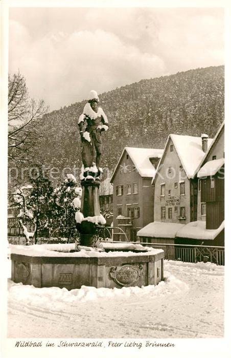 Bad Wildbad Peter Liebig Brunnen im Winter Kurort im Schwarzwald