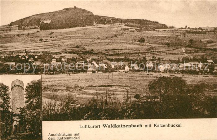 Waldkatzenbach Panorama Luftkurort mit Katzenbuckel Aussichtsturm