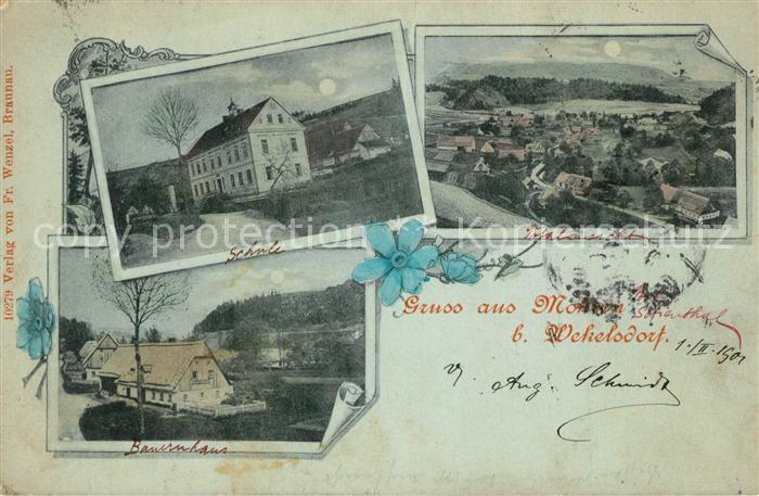 Mohren Wekelsdorf Schule Totalansicht Bauernhaus im Mondschein