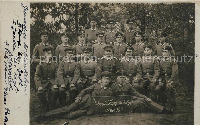Potsdam Gruppenbild Soldaten Offiziere Militaer 3. Komp. 6. Korporalschaft Stube