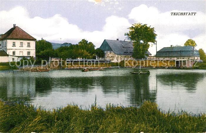 Teichstatt Rybniste Partie am See Bootshaeuser Silesia Karte Nr 1120