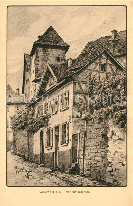Wimpfen Hohenstaufentor Kuenstlerkarte