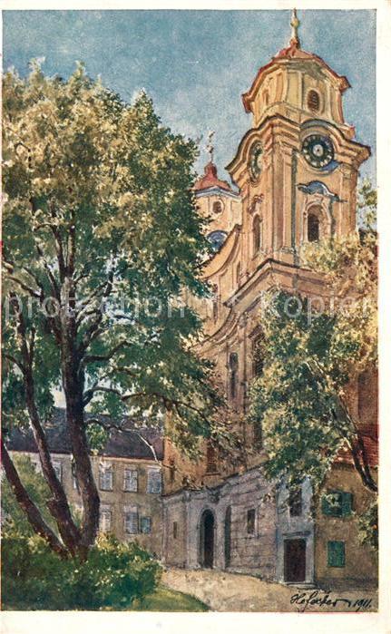 Mondsee Salzkammergut Stiftskirche Künstlerkarte Hofacker