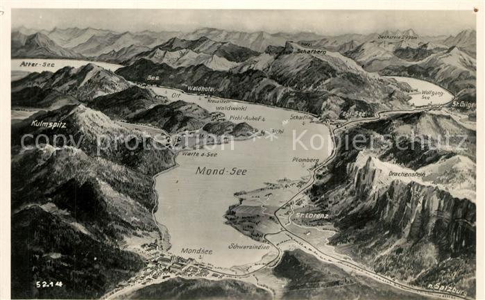 Mondsee Salzkammergut Panoramakarte