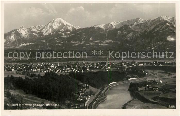 Villach Kaernten Fliegeraufnahme mit Mittagskogel