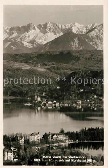 Maria Woerth Woerthersee Blick von Poertschach auf Koschutta