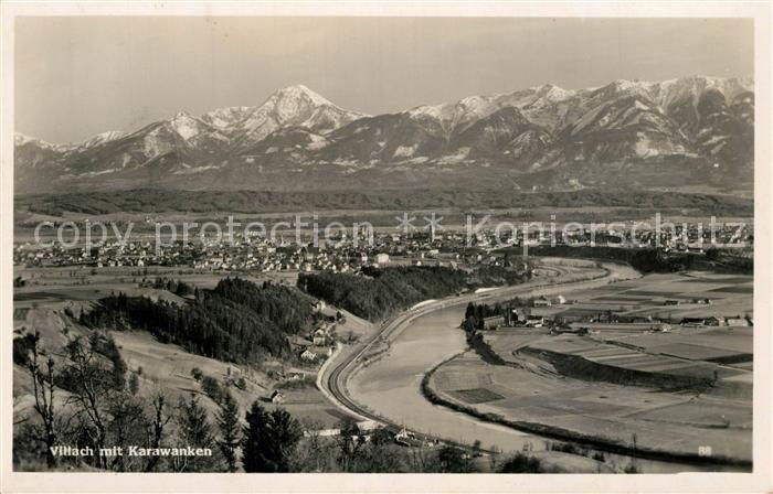 Villach Kaernten Fliegeraufnahme mit Karawanken