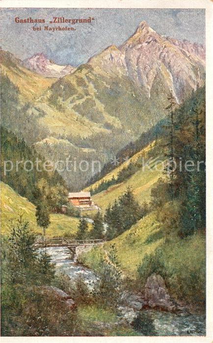 Mayrhofen Zillertal Gasthaus Zillergrund Kuenstlerkarte