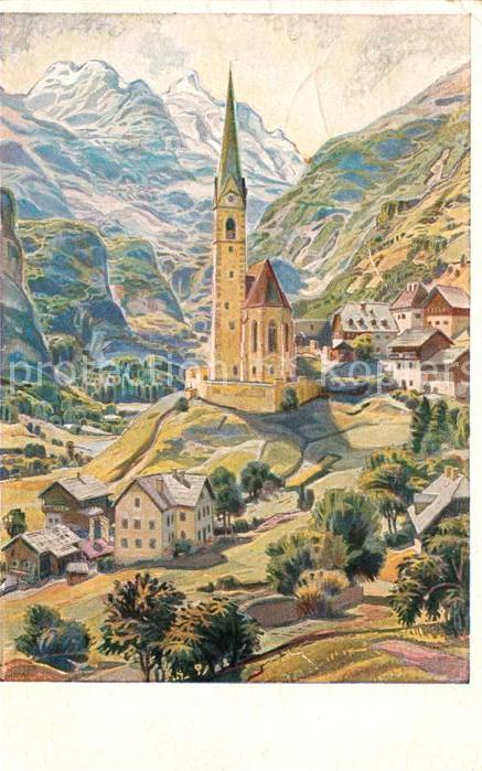 Heiligenblut Kaernten Ortsansicht mit Kirche Grossglockner Hohe Tauern Serie Deu