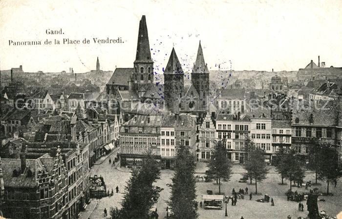 Gand Belgien Panorama de la Place de Vendredi