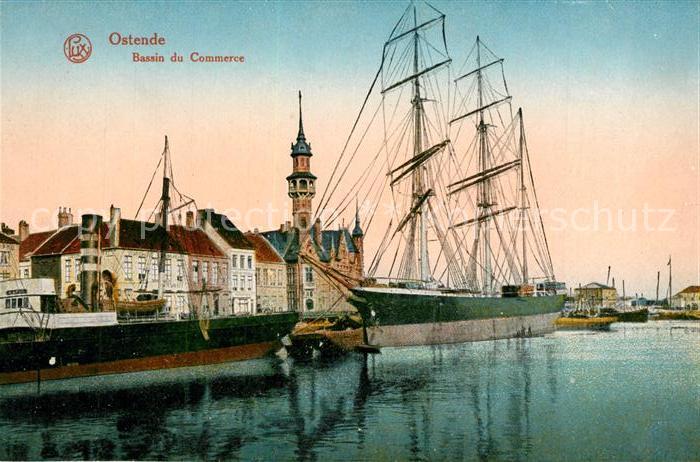 Ostende Oostende Bassin du Commerce Segelschiff