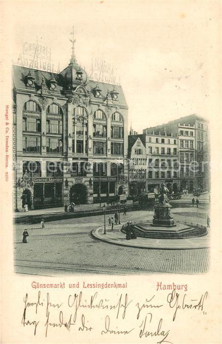 HAMBURG  CITY Gaensemarkt Lessingdenkmal