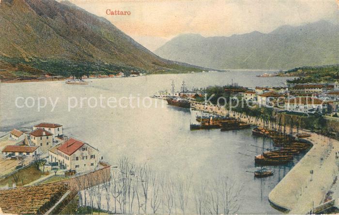 Cattaro Kotor Panorama Hafen Berge