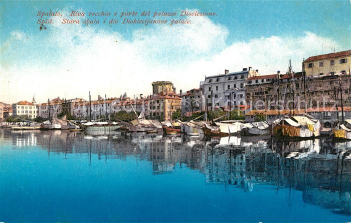 Split Spalato Riva vecchia e parte del Palazzo Diocleziano Photochromiekarte No