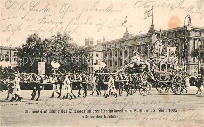 BERLIN  CITY Einzug unserer Kronprinzessin in Berlin am 3. Juni 1905 Unter den L