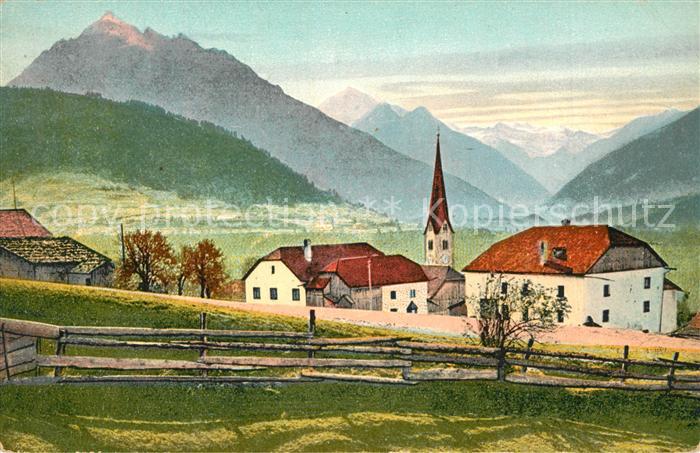 Patsch Dorfansicht mit Kirche Landschaftspanorama Alpen Stubaier Gletscher Kuens