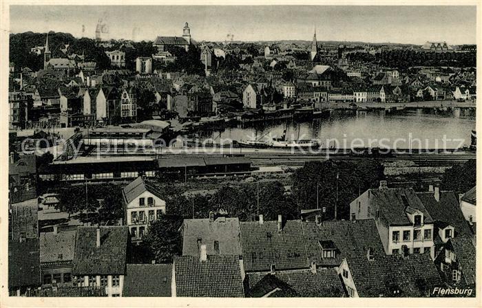 Flensburg Stadtpanorama Eisenbahn Hafen Bucht