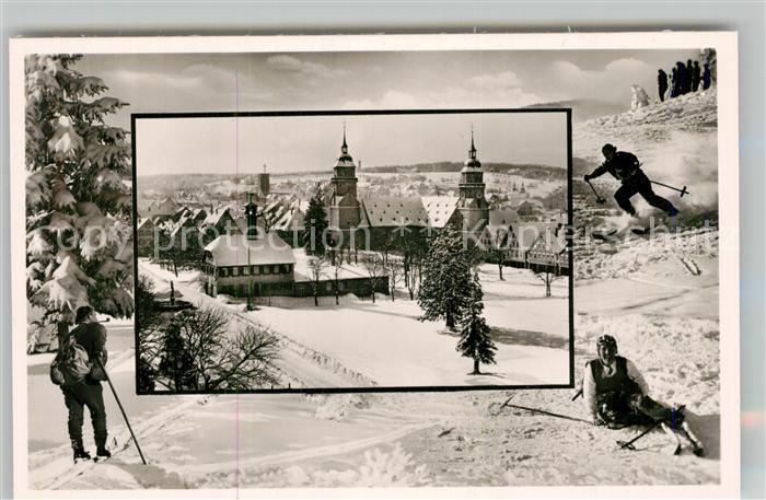 FREUDENSTADT BW Marktplatz Hoehenluftkurort Wintersportplatz Schwarzwald Skifahr