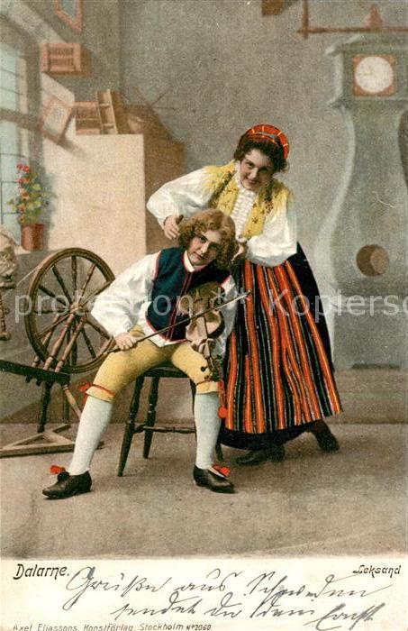 Trachten Schweden Dalarne Leksand Geige Spinnrad