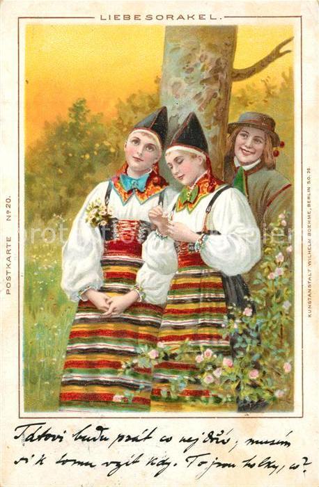 Trachten Liebesorakel Gänseblümchen Litho