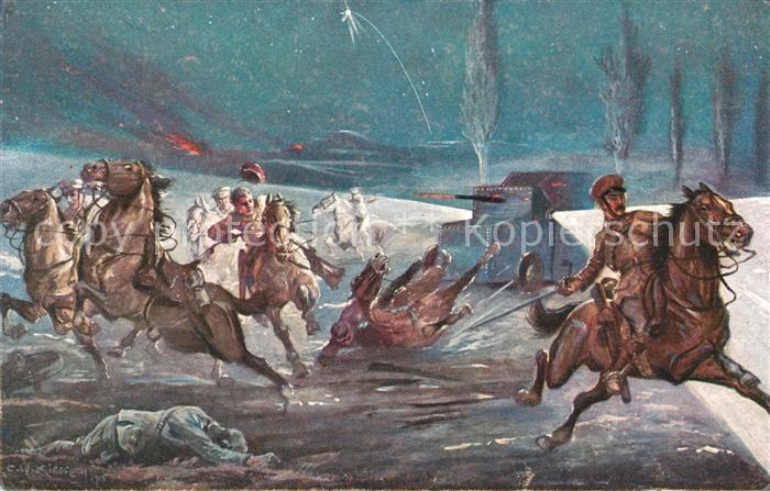 Kuenstlerkarte C. W. Kiesslich Deutsches Panzerautomob