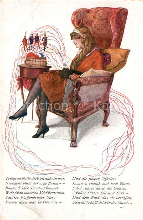 Kuenstlerkarte Luftige Blätter Nr.70 Frau Häkeln