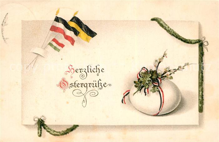 Ostern Easter Paques Schwarz-Weiss-Rot Weidenkätzchen Ei Lit