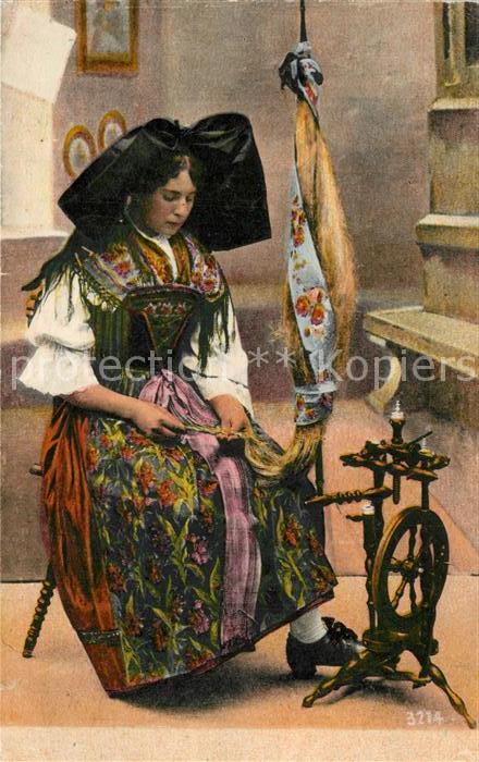 Trachten Alsace Elsässerin Spinnrad