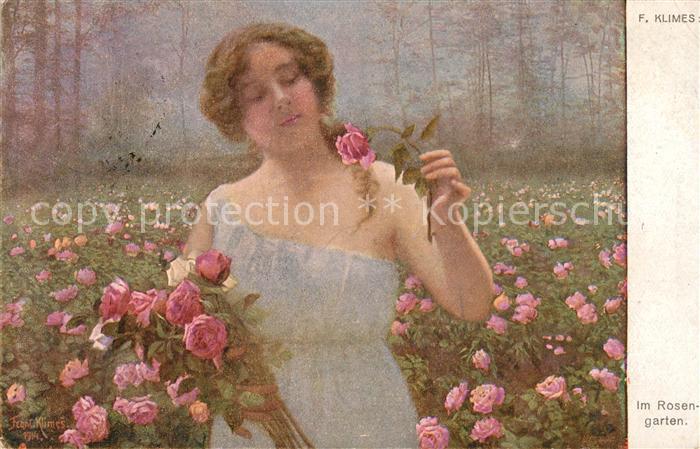 Kuenstlerkarte F. Klimes Im Rosengarten