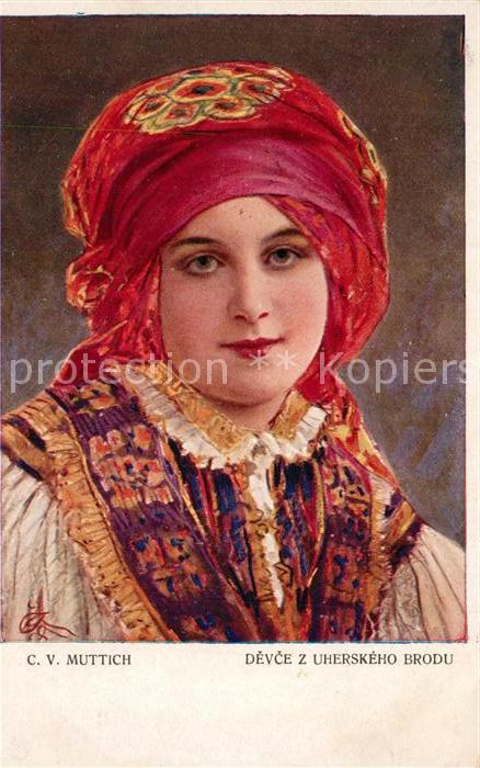 Kuenstlerkarte C. V. Muttich Devce z Uherskeho Brodu