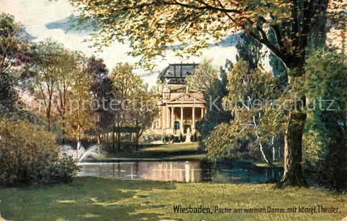 Verlag Wiedemann WIRO Nr. 1905 A Wiesbaden Warmer Damm Theater