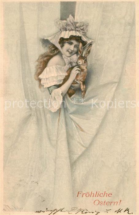 Kuenstlerkarte Raimund von Wichera Frau Hase Hutmode O