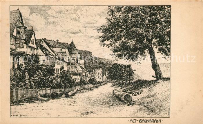 Bacharach Rhein Alt Bacharach Federzeichnung