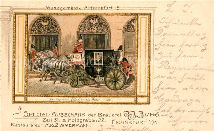 Frankfurt Main Wandgemaelde Altfrankfurt Pferdekutsche Brauerei Jung