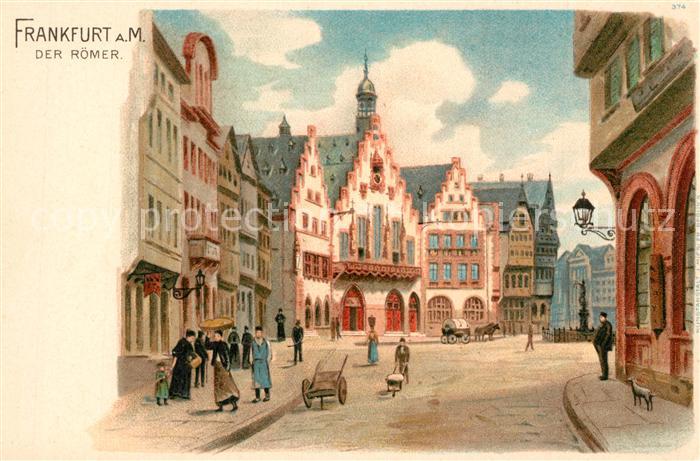 Frankfurt Main Der Roemer Platz Altstadt Kuenstlerkarte