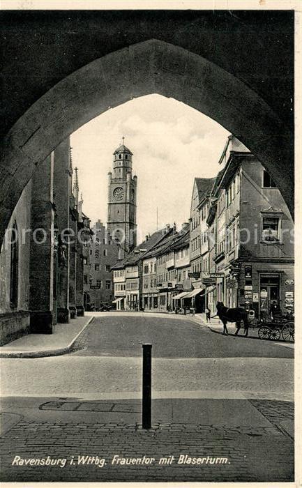 Ravensburg Wuerttemberg Frauentor mit Blaserturm