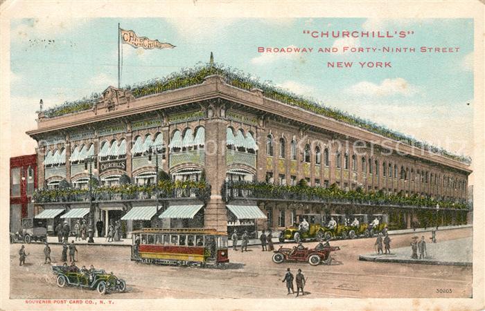 New York City The Churchill's Restaurant Broadway and Forty Ninth Street Tram Li