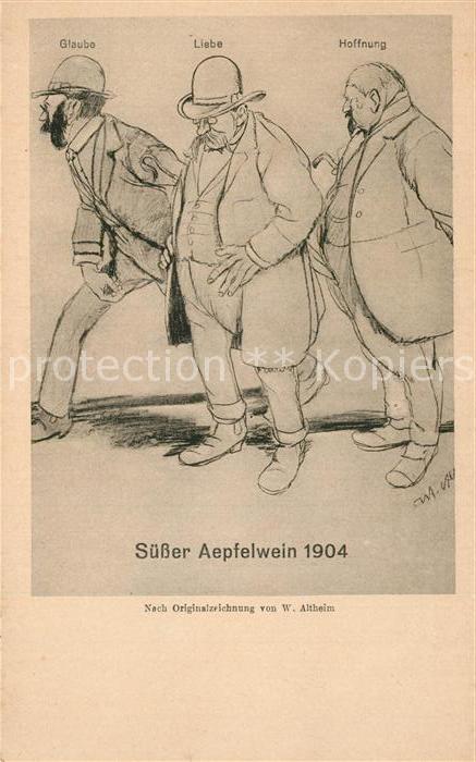 Eschersheim Suesser aepfelwein nach Originalzeichnung von W. Altheim Karikaturen